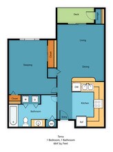 One Bedroom One Bathroom A_525 floor plan